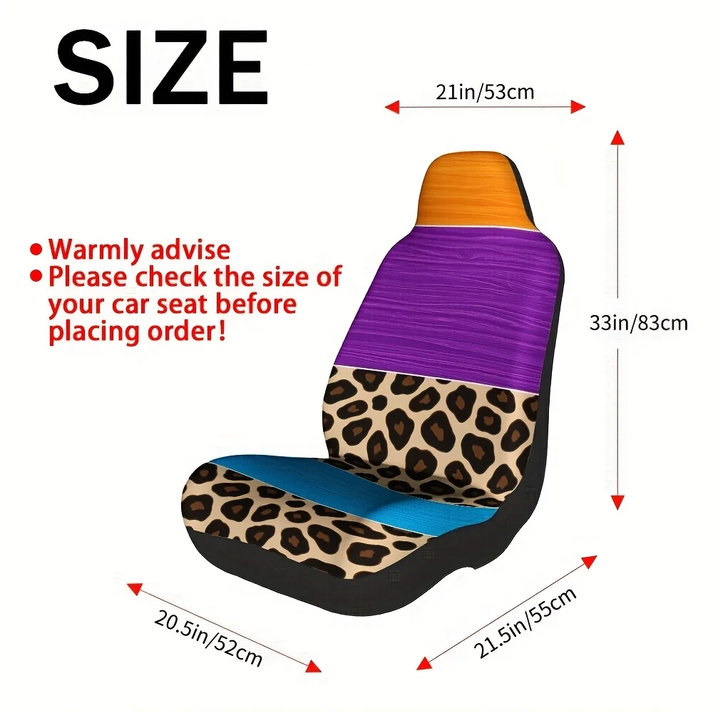 2pcs, Leopard Stripes Gradient Color Print Car Seat Covers, Soft And Foldable, Universal Fit For Front Seats, Ideal For Stylish