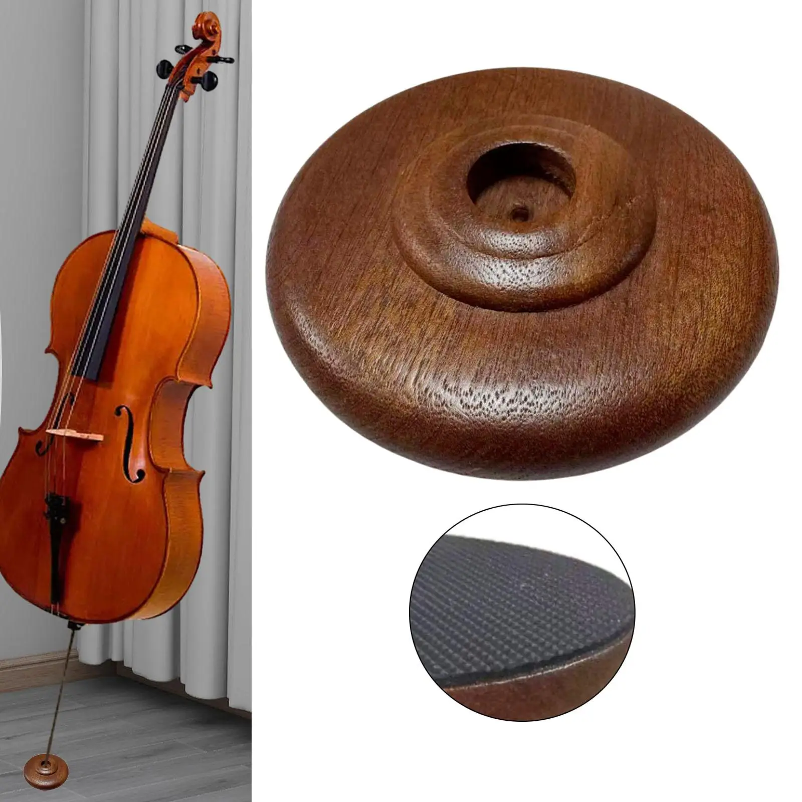 Wooden Cello Anti Slip Pad Portable Endpin Support Non Skid Floor Protector for Cello Musicians and Beginners