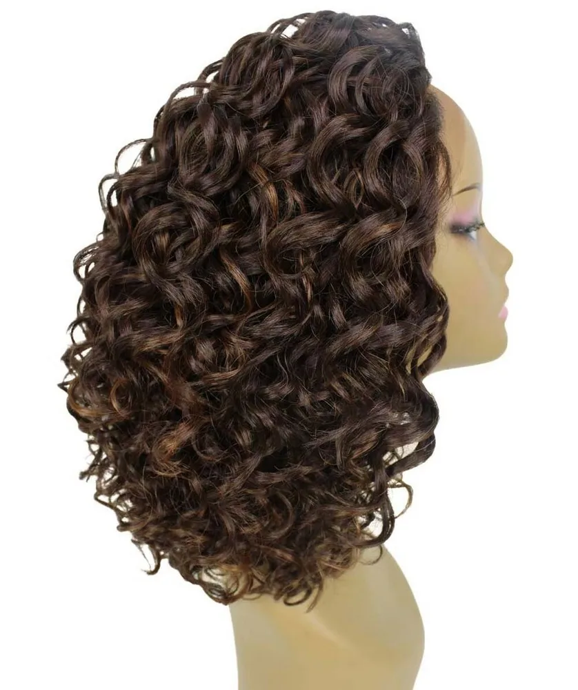 شعر مستعار بدانتيل أمامي مربوط يدويًا بطول 14.5 بوصة من Oya، بني مع خليط الضوء على الكراميل #5