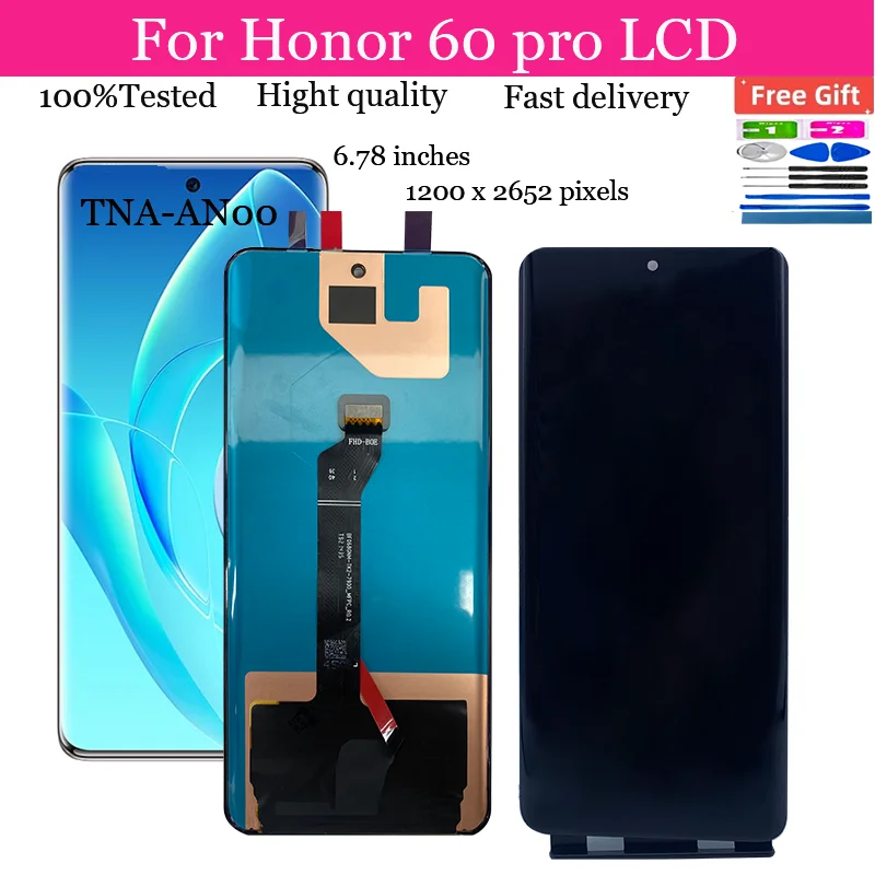 6.78''AMOLED For HUAWEI Honor 60 Pro TNA-AN00 LCD Display Touch Screen Digitizer Assembly Replacement