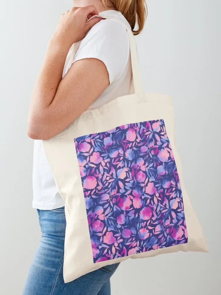 

Watercolor Floral Paper Cutout in Blue, Purple, Pink Tote Bag shopping bag logo bag luxury women Cloth bags eco pack