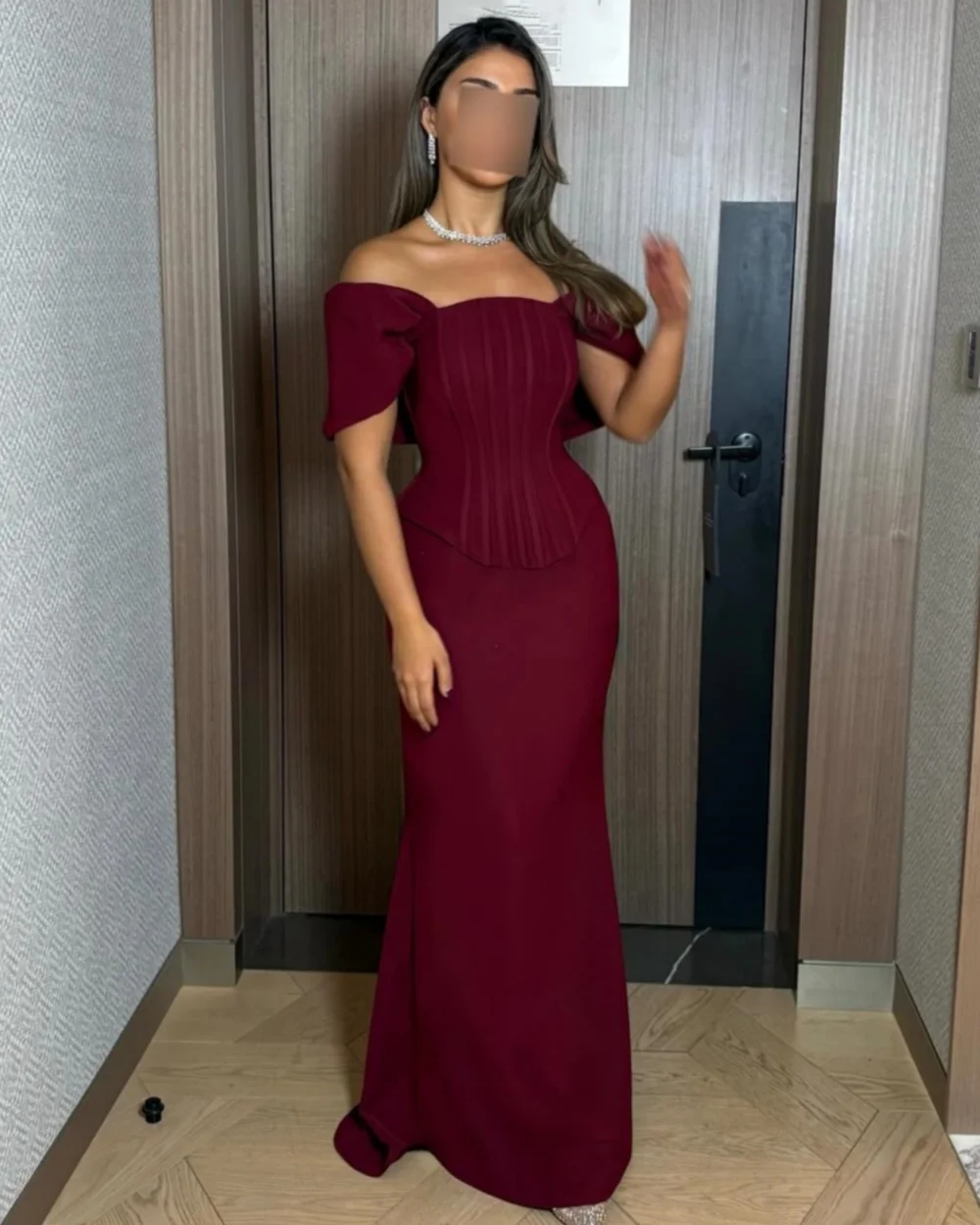 

Customized Simple Formal Jersey Pleat Ruched Mermaid Off-the-shoulder Long Dresses Bespoke Occasion Dresses Elegant Matching