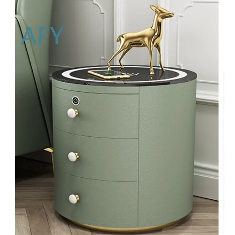 Smart Bedside Table Charging Storage Socket with Light Audio for Modern Simple Multi-Function Bedside Table for iPhone