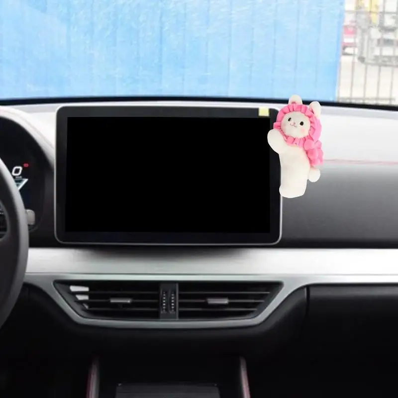 Dashboard Decorations Car Ornament Animal Plushies Rearview Mirrors Decor Car Interior Decor Plush Dolls For Automobiles Car