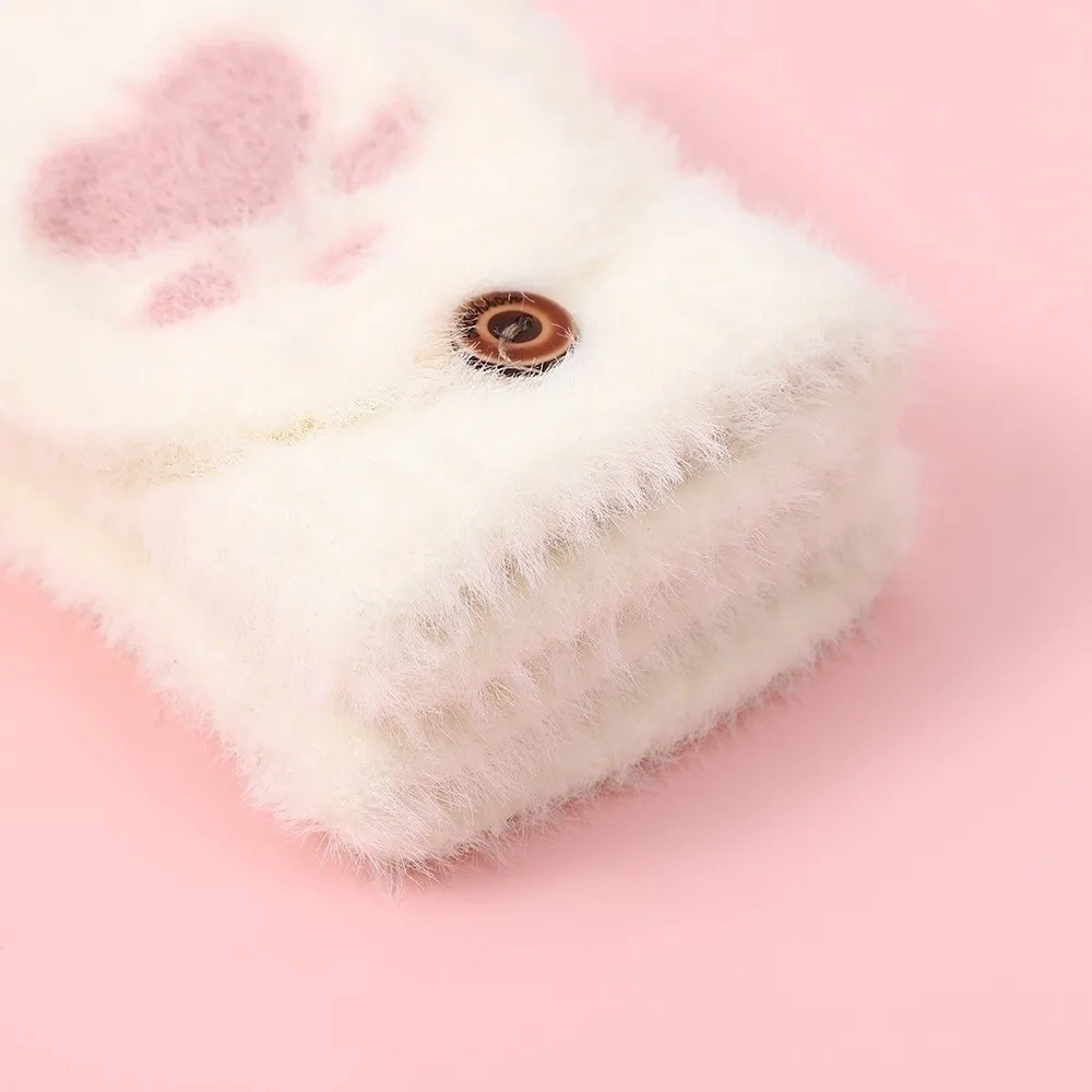 Soft Cat Paw Gloves Thicken Short Fingerless Half Finger Gloves Touch Screen Flip Up and Down Warm Mittens Writing