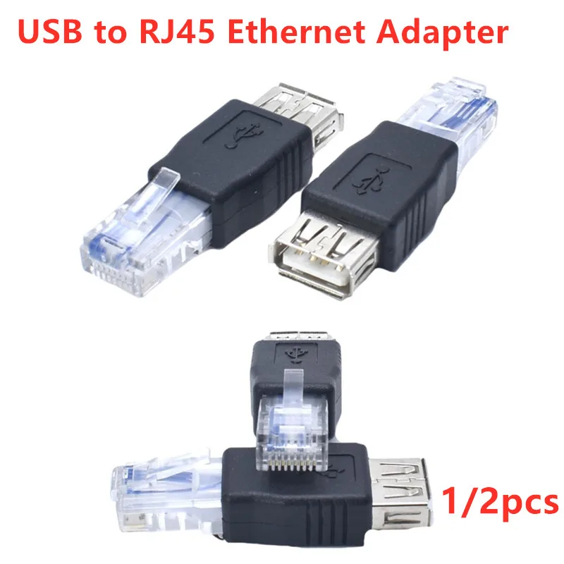 1/2pcs USB to RJ45 Ethernet Adapter RJ45 Ethernet Male to USB Female Network Converters for Routers laptop