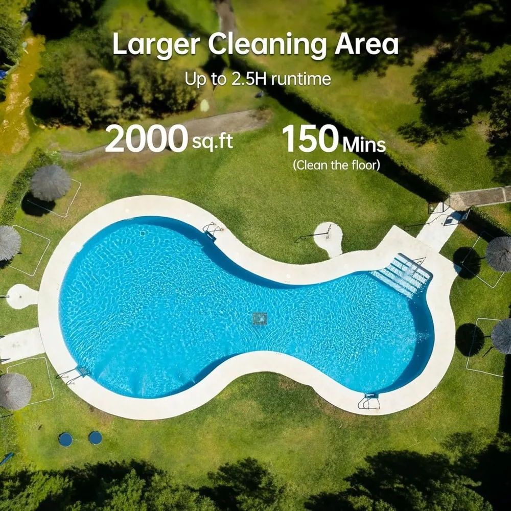 Aspirapolvere per piscina 3.0 aggiornato per piscina fuori terra, autonomia di 150 minuti, robot pulitore per piscina per arrampicata su pareti, parcheggio autonomo (arancione)