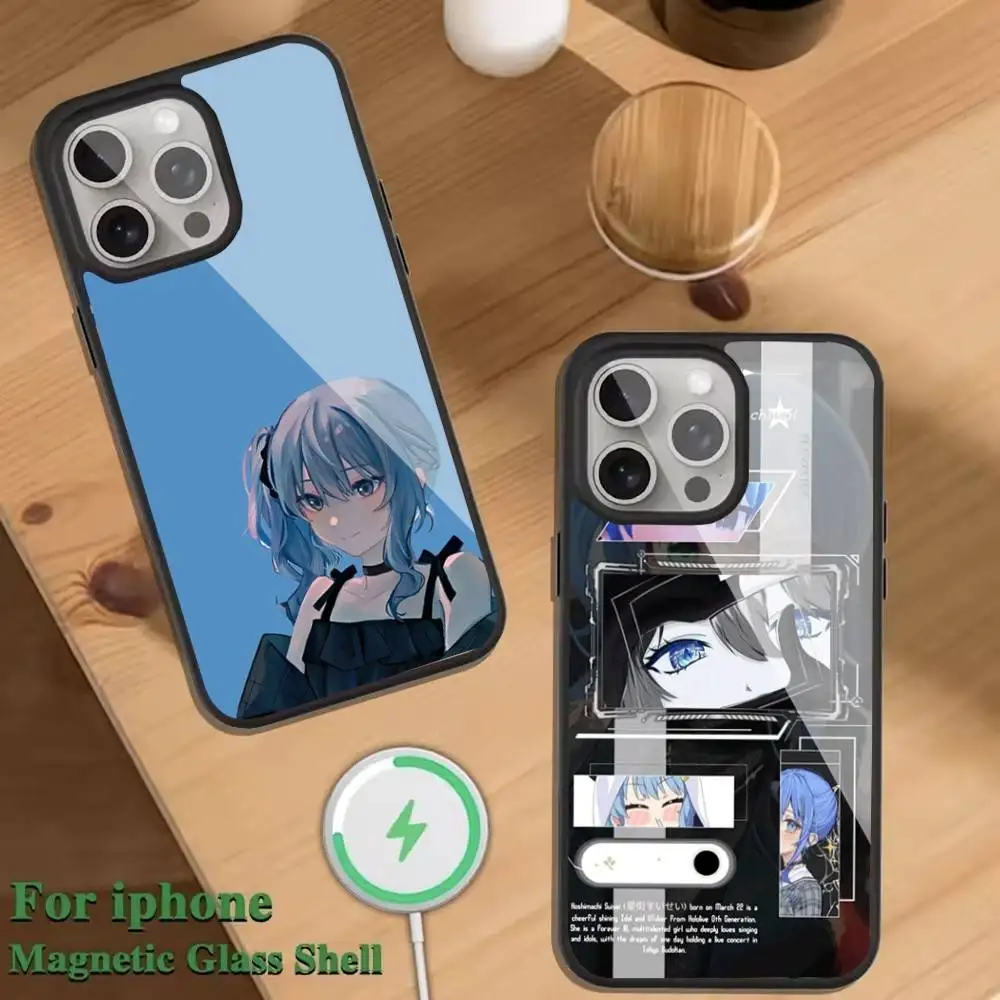 

H-Hoshimachi S-Suisei Diva Phone Case For Magnetic Wireless Charge Cover For iphone 16 15 14 13 12 11 Pro Max Plus Coque