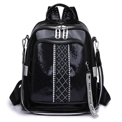 Fashion Women Backpack Designer Pu Leather Travel Back Pack Casual Shoulder Bag High Quality School Bags For Teenagers Girls Sac