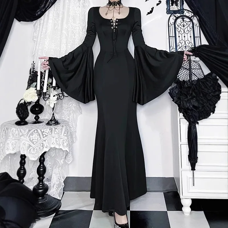

2025 Women Fashion Elegant Slim Dress Batwing Sleeve Mermaid Dress Women's Halloween Dress