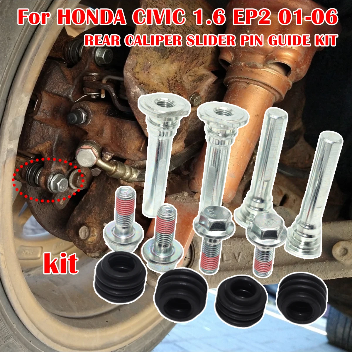 

Left Rear Right Brake Caliper Cylinder Slider Guide Pin For Disc Housing Bolt Bushing Boot FOR HONDA CIVIC 1.6 EP2 2001-2006
