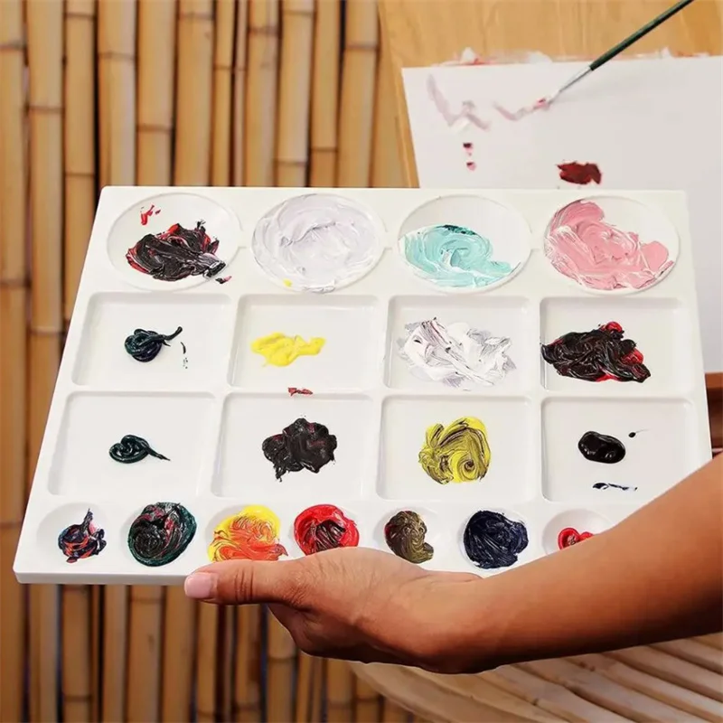 1Pc Oil Paint Water Coloring Palette For Kids Children Adults Art Acrylic Drawing Tray Plastic Pallet Student Stationery