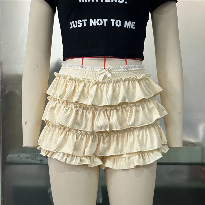 Y2k loween bolo multicamadas saia de cintura alta sexy menina quente rendas orts feminino faion verão bot tecido não tecido