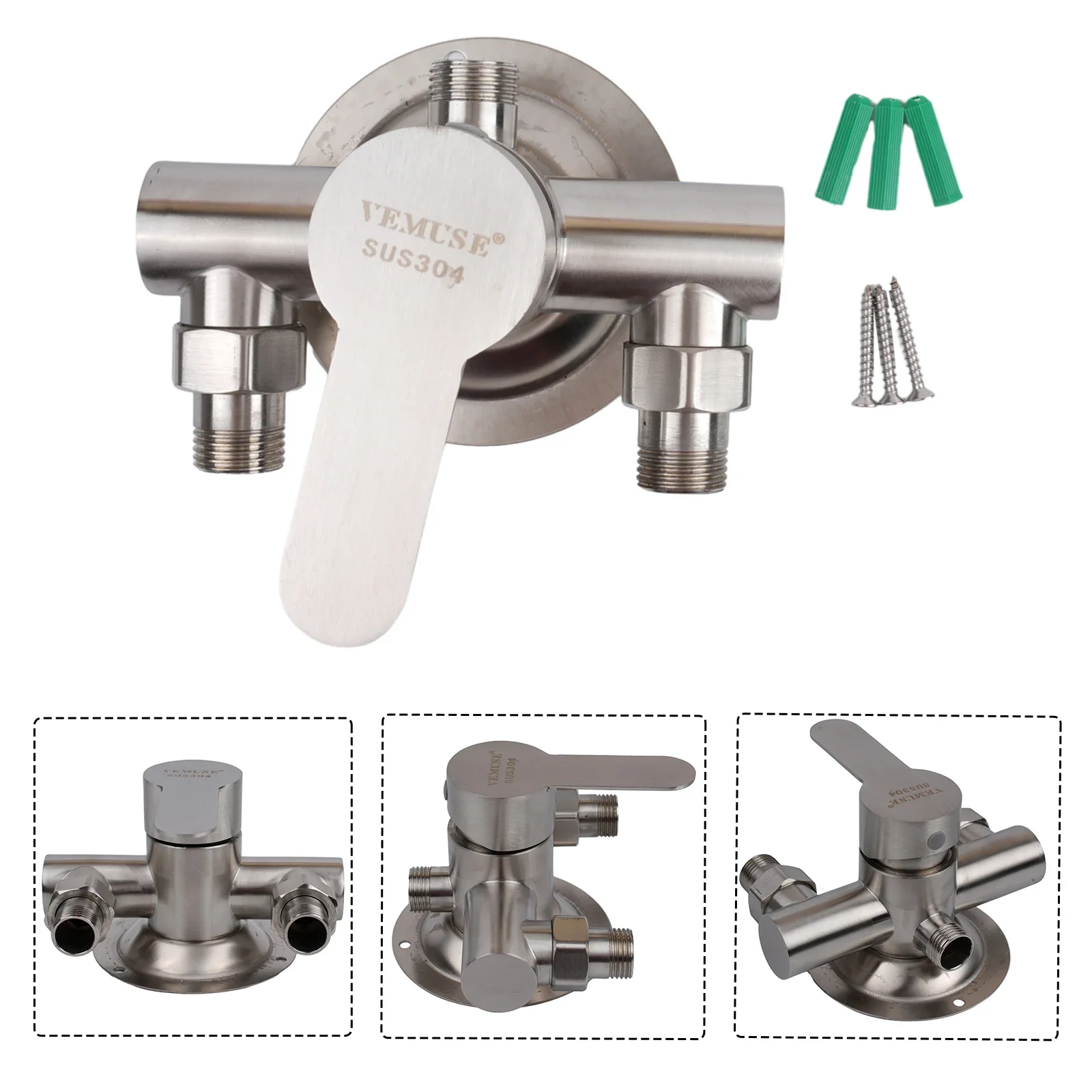1pc Wall Mounted Shower Faucet, Stainless Steel Construction, Comfortable and Secure Handle, Built in Leakproof Structure