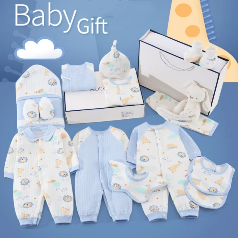 18/20/22 pieces/lot Newborn Baby Clothing Set Boys Girls 100% Cotton Infant Outfits Spring Autumn  Baby Hat Bib Clothes Suit