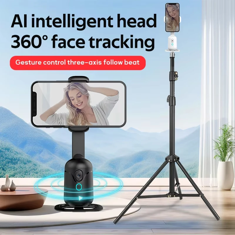 Trípode de seguimiento facial automático con cardán inteligente 360 °   Estabilizador de rotación para teléfono, palo Selfie, Control de gestos adecuado para grabación de vídeo