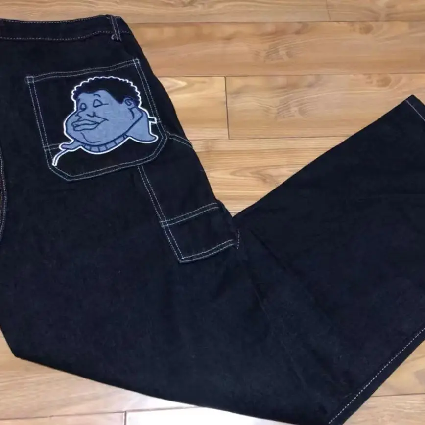 Y2k celana panjang jins longgar untuk pria wanita, celana panjang lurus longgar hip-hop bergaya jalanan, celana panjang kerja jeans bergaya Vintage untuk pria dan wanita