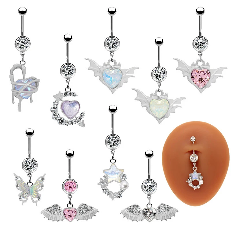 Fashion Butterfly Belly Button Rings Star Heart Zircon Navel Ring For Women Belly Navel Rings Body Piercing Jewelry Accessories