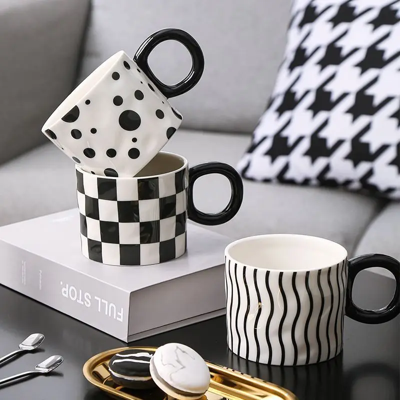 Tasse à café en céramique élégante de style Hepburn, tasse à lait pour le petit-déjeuner, pour le bureau, la maison, les amateurs de café et de thé, cadeau pour couple