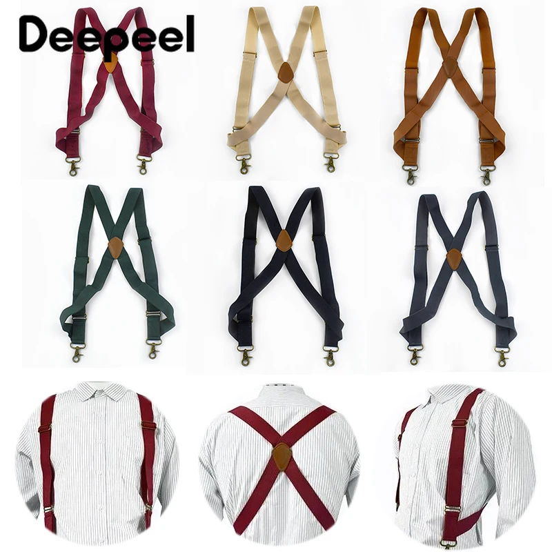 1pc deepeel suspensório masculino adulto 2 clipes suspensórios elásticos suspensórios de fantasia 3.5cm de largura alças ajustáveis arnês acessórios diy