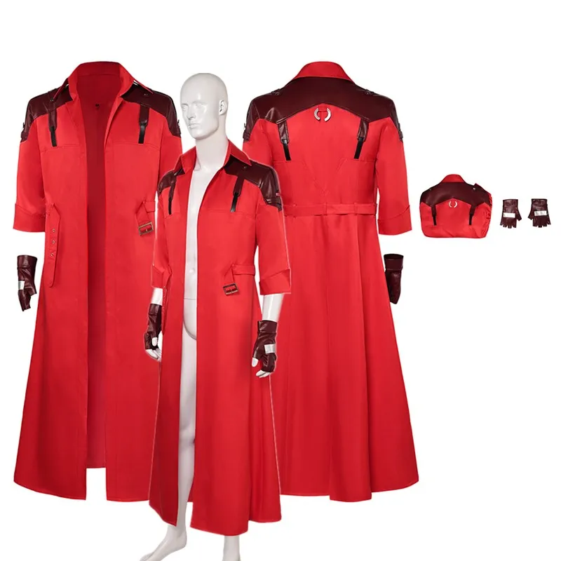 

DMC Fantasia Dante Cosplay Costume Men Long Jacket Coat Gloves Belt Outfits Disguise Halloween Carnival Dress Up Party Suit