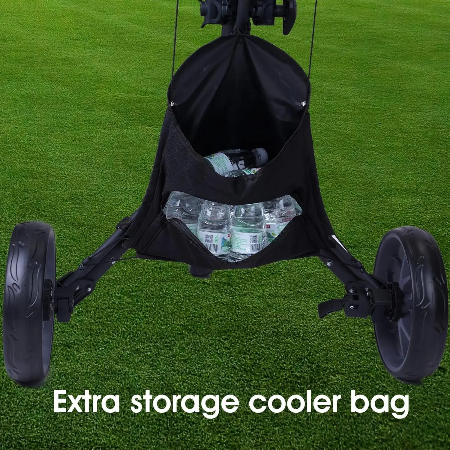 Wheels Golf Push Cart, Extra Wide Rear Wheel, No Tipping, Lightweight Easy to Fold Golf Pull Trolley, Adjustable Height