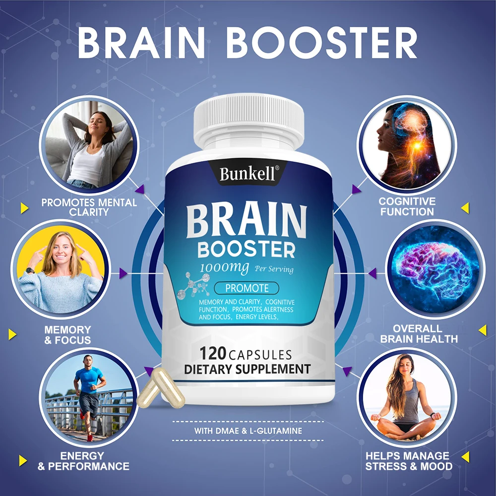 Premium Brain Supplements - Nootropics Brain Booster, Focus, Clarity, Memory, Concentration & Improved Mood - Vitamins, Choline