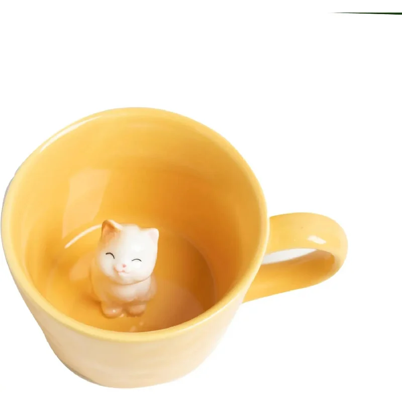 

Керамическая чашка, скрытая 3D чашка с животными, милая мультяшная статуя ручной работы, подарки на праздник и день рождения для любителей кофе и чая