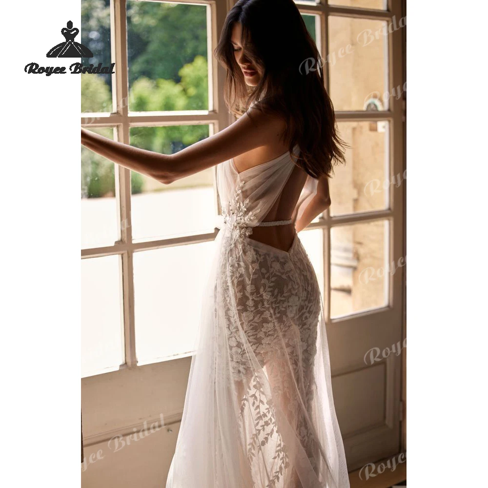 Sexy Appliques Elegant Mermaid Wedding Dresses 2027 Cut Out Halter Tulle Bridal Gown Customized Vestido De Novia