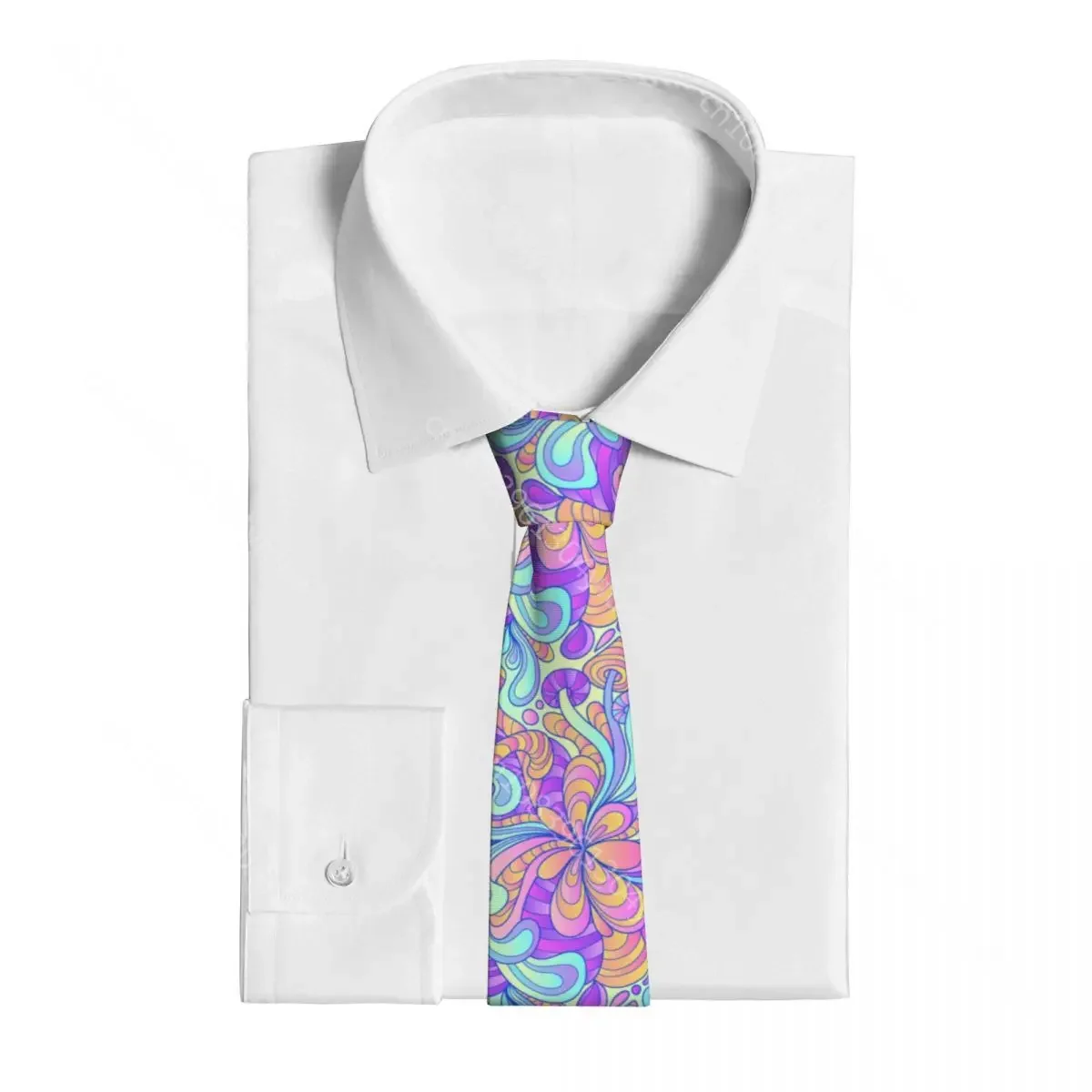 Corbatas de setas psicodélicas Hippie para hombres y mujeres, corbatas ajustadas de poliéster, corbatas de cuello estrecho, accesorios de camisa, boda, 60s, 8 cm