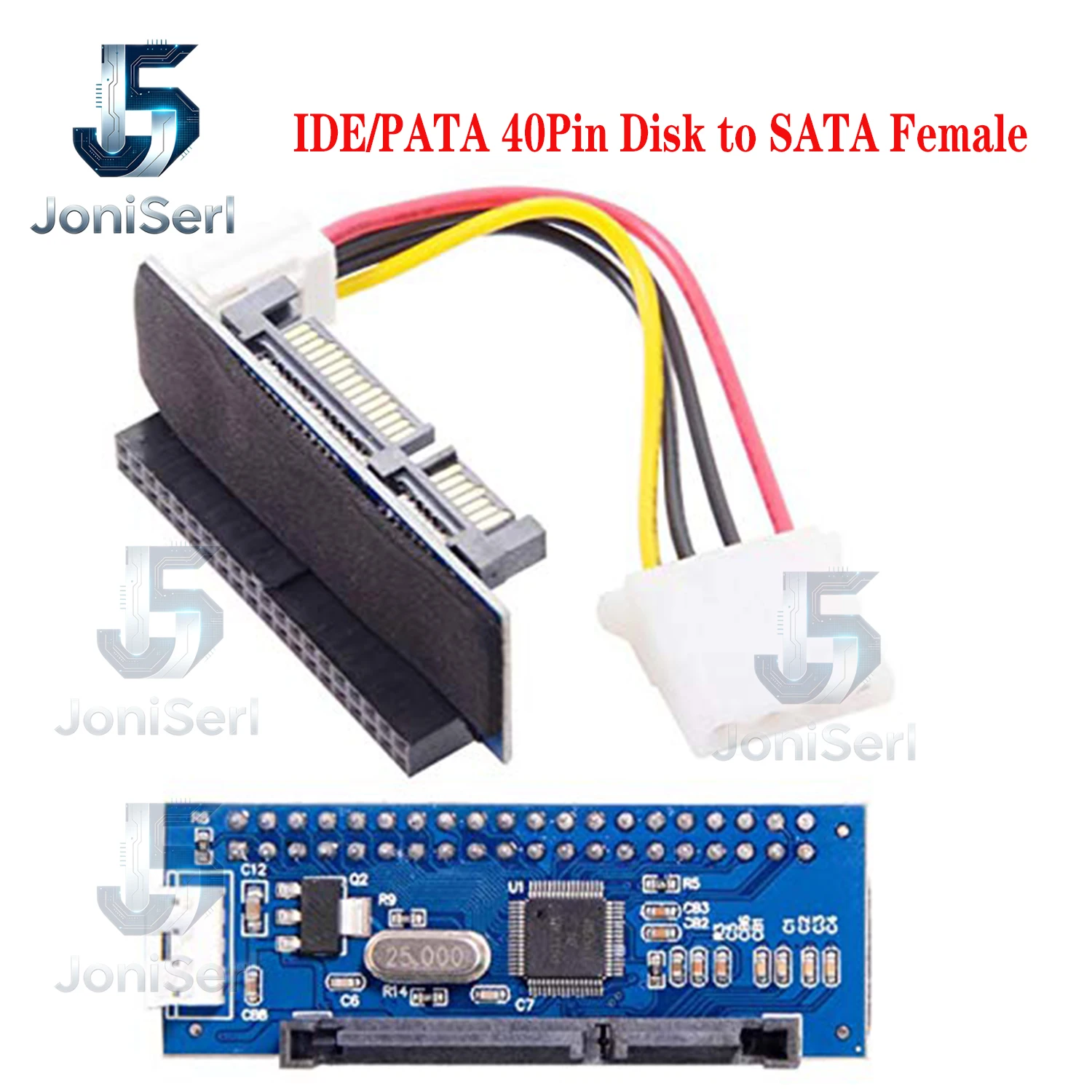 JonISerl IDE/PATA 40Pin Disk to SATA Female Converter Adapter PCBA for Desktop & 3.5" Hard Disk Drive