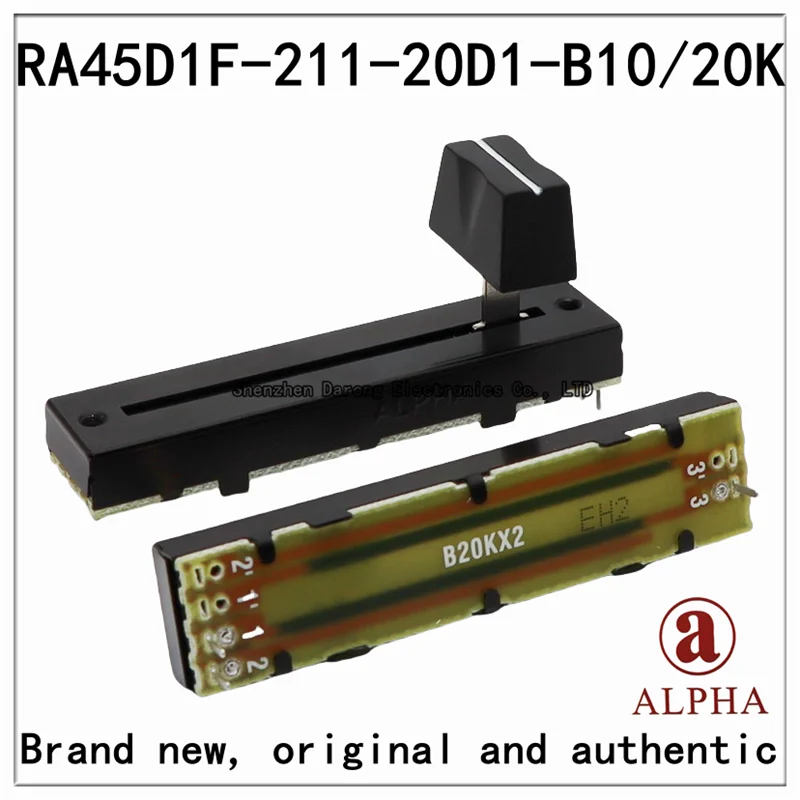 تايوان Aihua ألفا RA45D1F-211-20D1 مقياس الجهد المنزلق المستقيم 75 مللي متر 0B10K/0B20K × 2D مقبض ثلاثي القوائم واحد طول 20 مللي متر مع غطاء