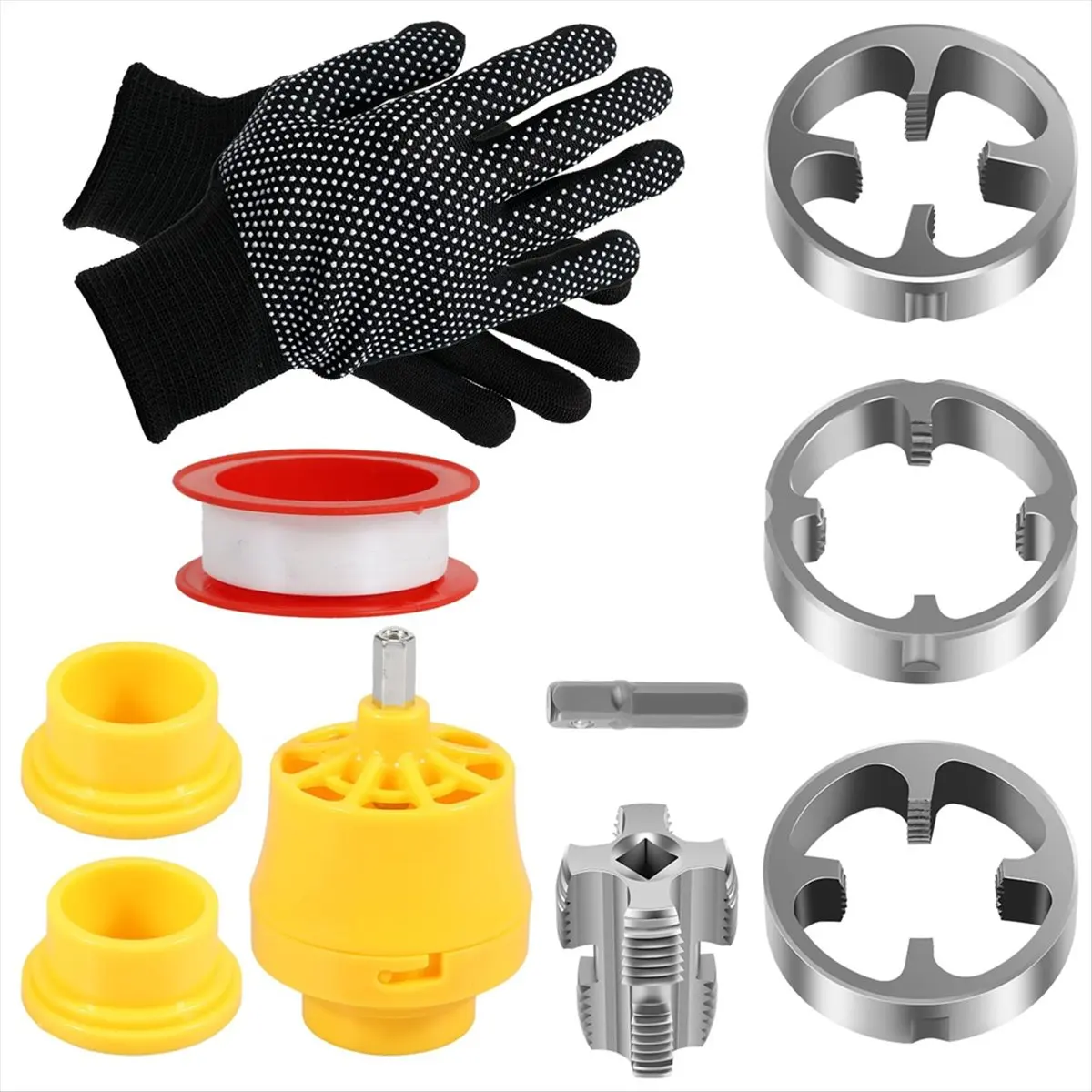 AA680~PVC Pipe Threader Kit,PVC Pipe Thread Maker Tool with 3 Dies(1/2In),3/4In),1In),Water Pipe Threading Device,Pipe Tap Die