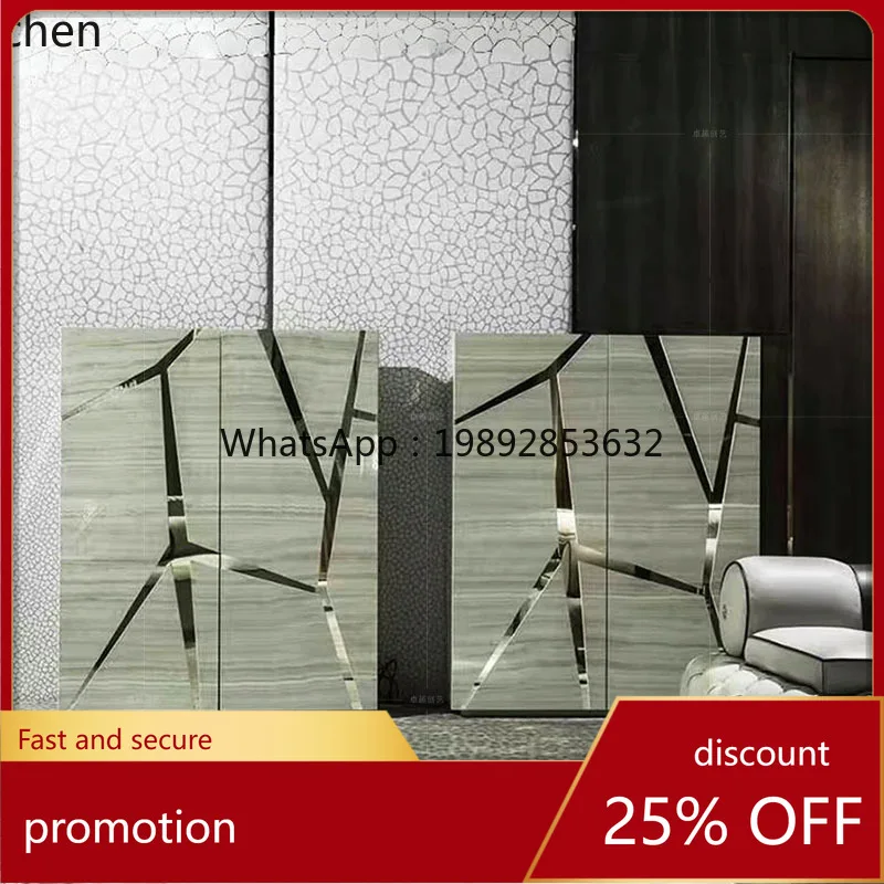 YFY  Light Luxury High-End Premium Feel Living Room Solid Wood Sideboard Wall-Mounted Integrated Stainless Steel Storage Cabinet