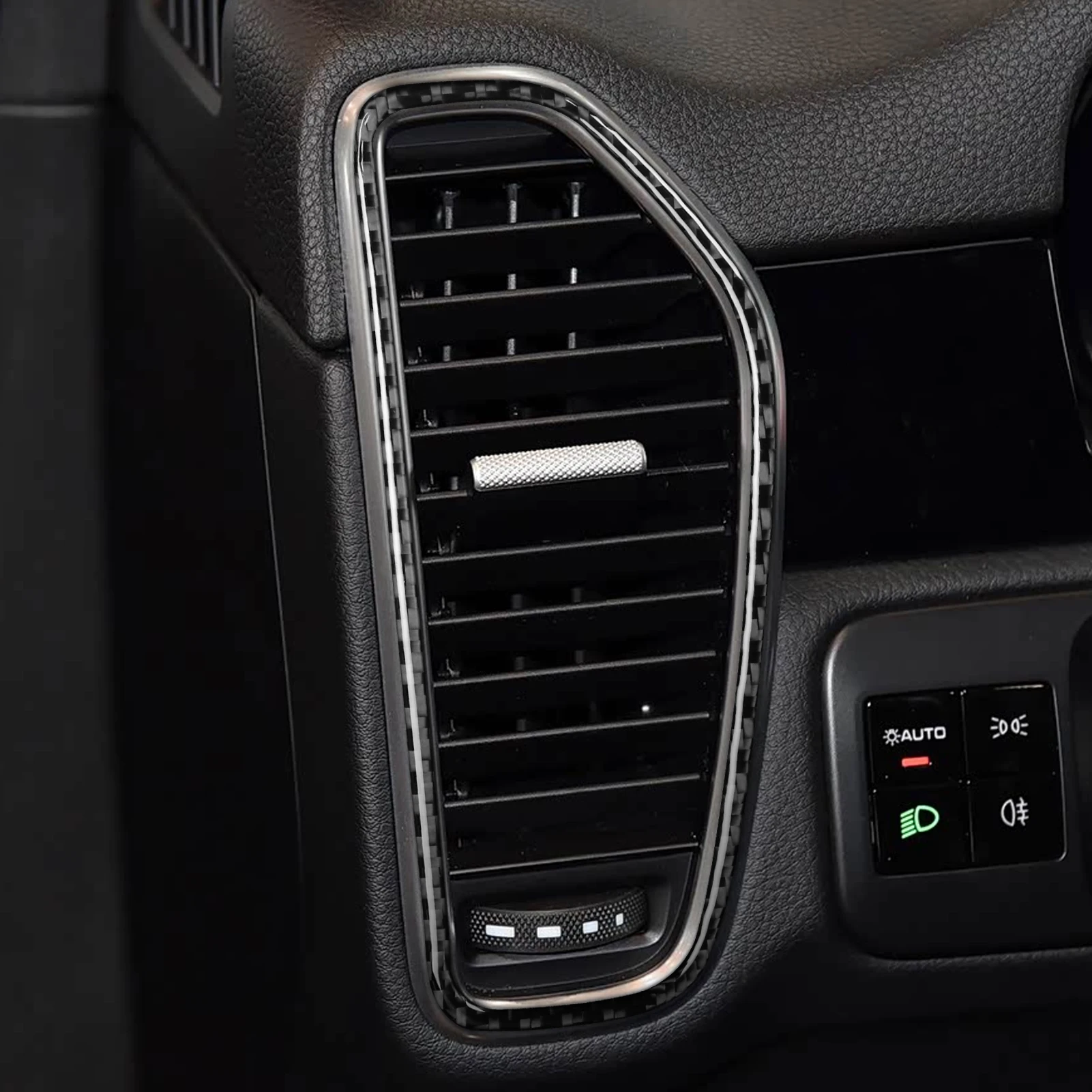 For Porsche Cayenne E3 9YA 9YB 2018-2023 Car Dashboard Both Sides Defroster Vents Framed Carbon Fiber Interior Trim Stickers