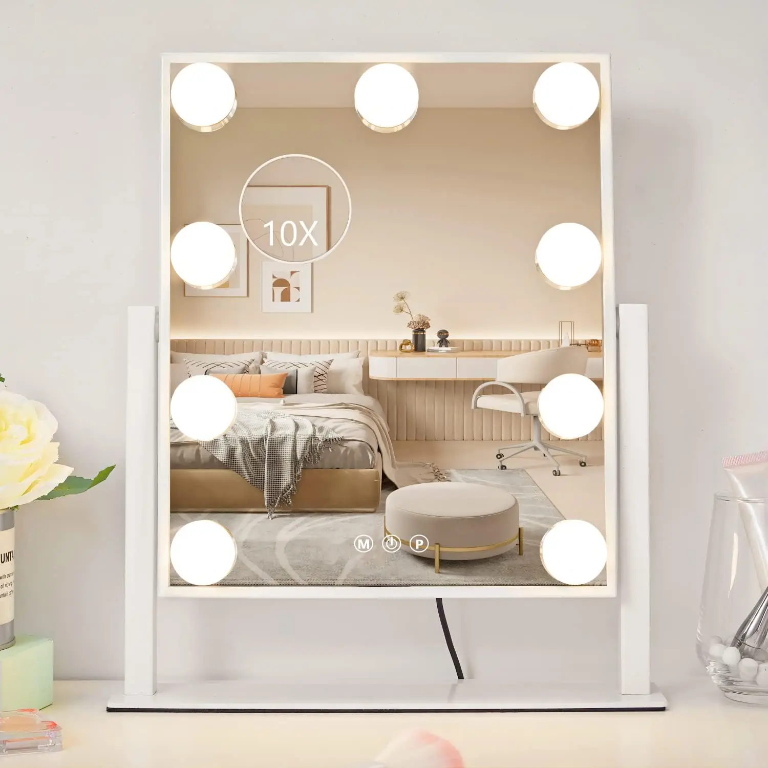 

Vanity Mirror with Lights, Makeup Mirror with Lights,3 Color Lighting Modes Detachable 10X Magnification Mirror Touch Control,36