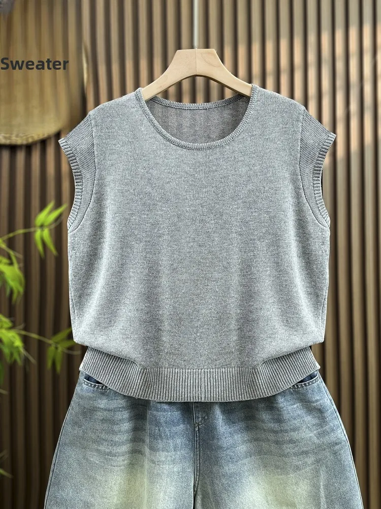 

Моющийся вязаный жилет ort Sve, женский свободный крой, тонкий ажурный вязаный топ, сезонная повседневная верхняя одежда на весну и осень