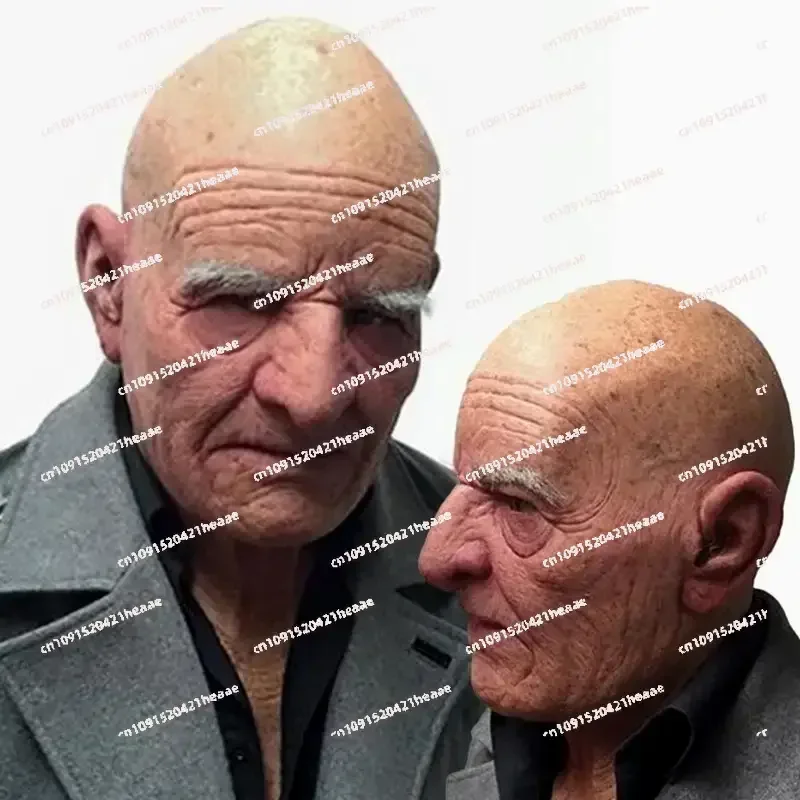 

Suitable for Elderly silicone mask face full face white hair tricky mask simulation latex realistic headgear
