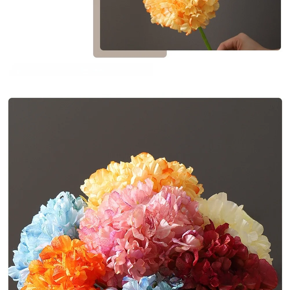 Artificial Hydrangea Silk Flower Bouquet Scorched Edge Realistic Fake Flowers For Wedding Party Home Vase Centerpiece Decor Arra