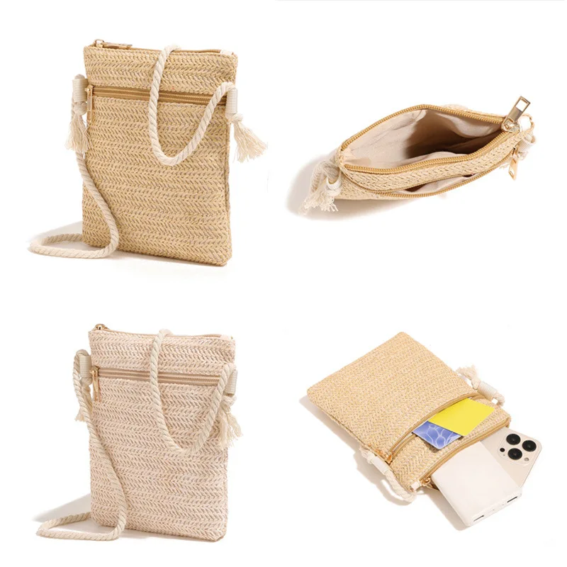 New Single Shoulder Crossbody Bag Mobile Phone Bag Beach Handbag Large Capacity Women Summer Crossbody Shoulder Bag