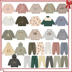 24 KS Autumn Girls Cute Print Sweatshirts Pants Boys Children Thin Hoodies Children Casual Jacket Trousers Outwear Clothes Set