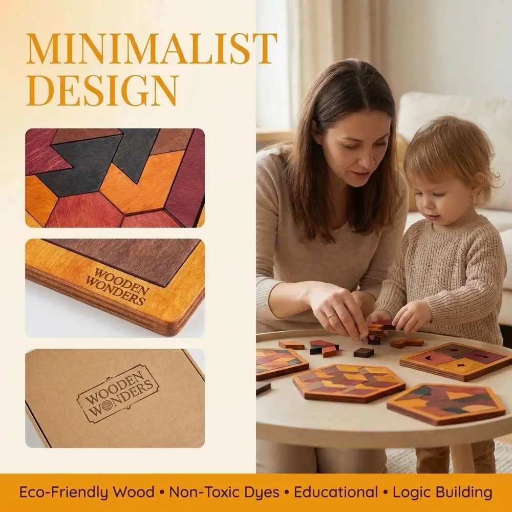 

Pattern Cognitive Wooden Tangram Puzzle Interactive Challenges Montessori Puzzles Logical Thinking Hexagonal