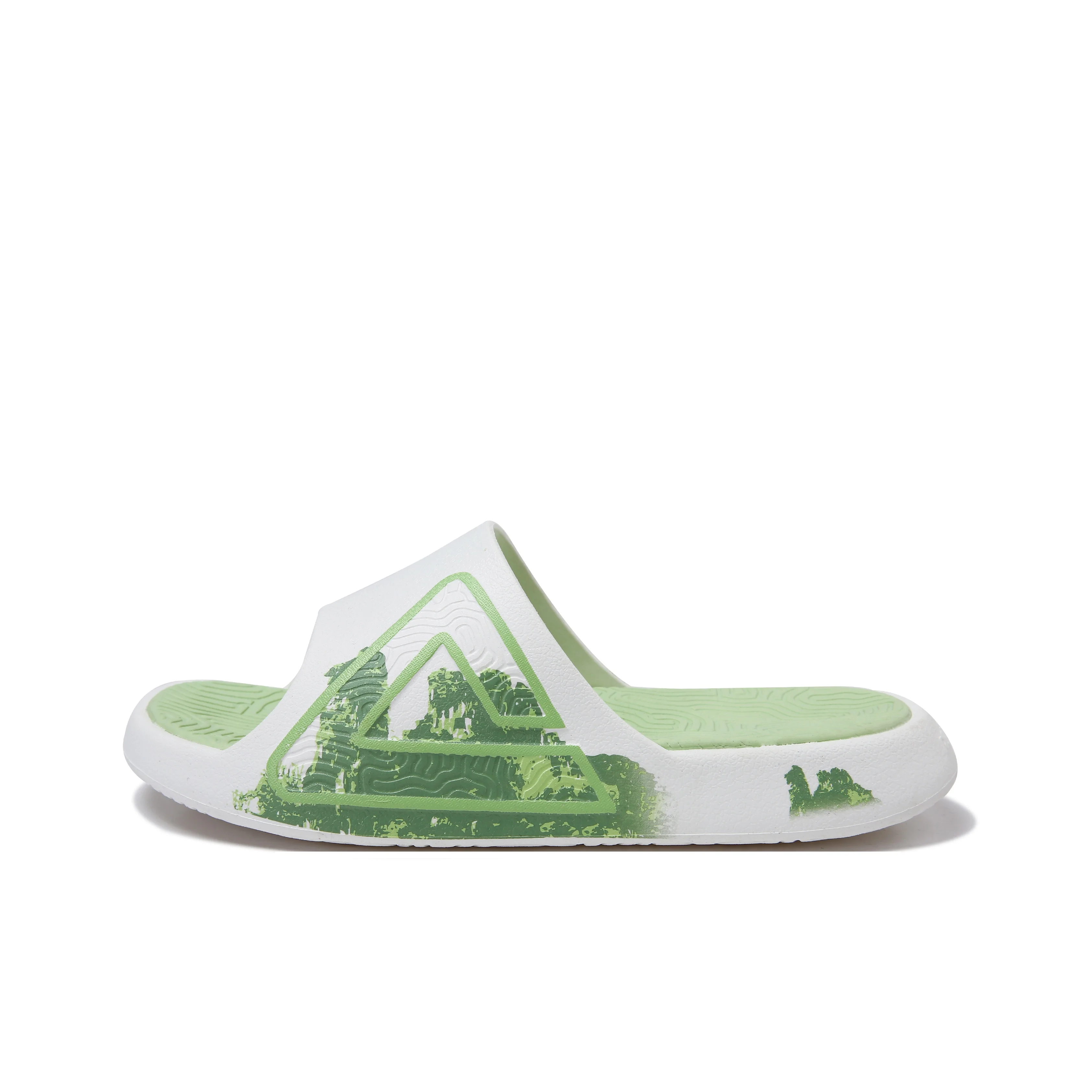 PEAK TAICHI Slip Resistant Abrasion Resistant Cushioning Slide Slippers Unisex White Green ET51237L