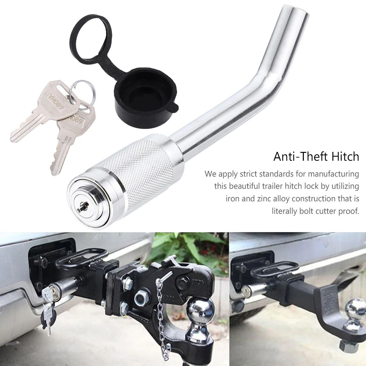 

Замок приемника сцепного устройства прицепа, железный болт из цинкового сплава, защита от резака, противоугонный замок сцепного устройства, водонепроницаемый всепогодный прицеп