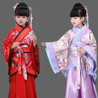 2026 traditional chinese hanfu woman dancing clothing white classic dress folk dance costumes for kids girls children child red