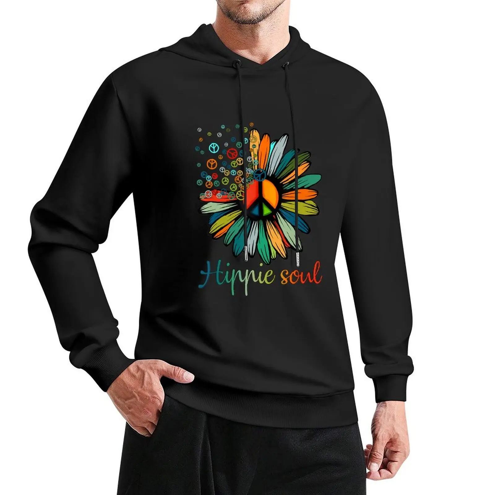 Daisy Peace Sign Hippie Soul Tshirt Flower Lovers Gifts Pullover Hoodie men's clothing new hoodies and sweatshirts