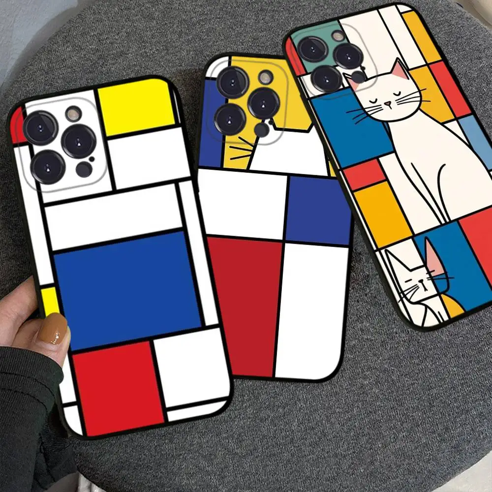 

Pattern Abstract Piet Mondrian Phone Case For IPhone 16 15 14 11 12 13 Mini Pro XS Max Cover 6 7 8 Plus X Funda Shell