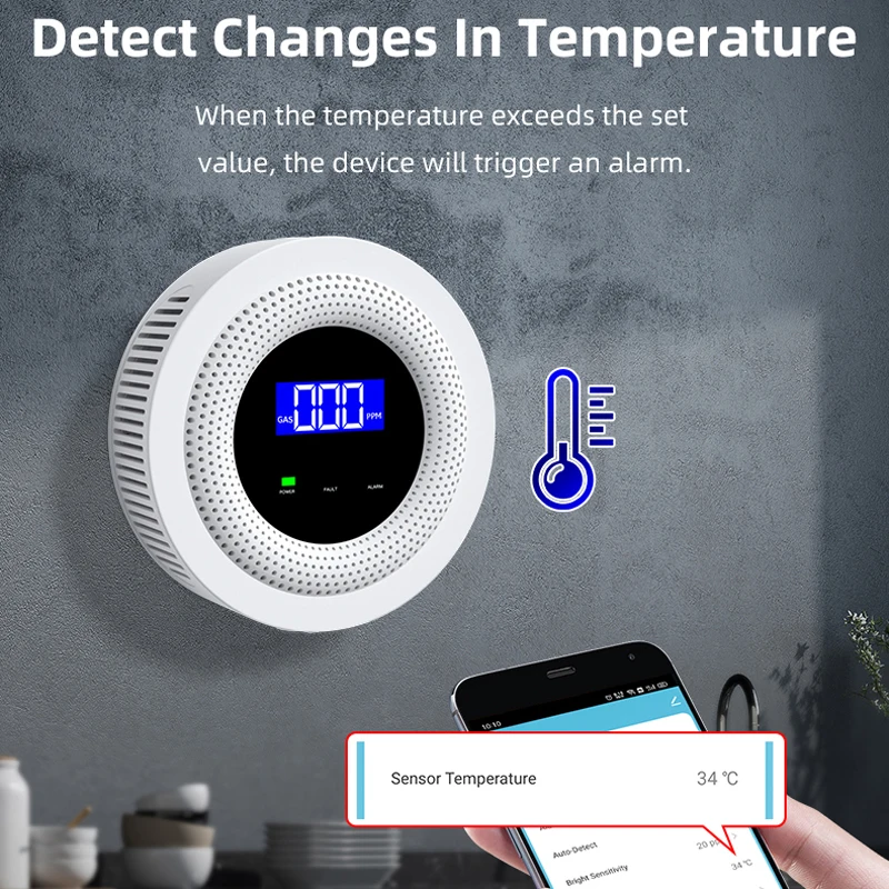 Tuya Wifi Gaslekdetector 433Mhz Draadloze Lpg-Lekkagesensor Smart Life App Controle Huisbeveiliging Keuken Geluidsalarm