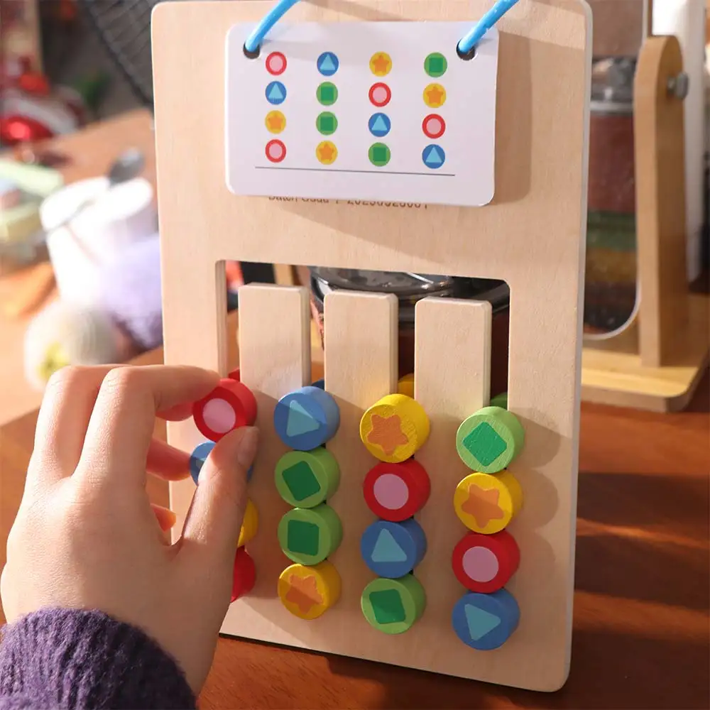 4-color Colors Matching Game Montessori Double Sided Thinking Develop Toys Wooden Fine Motor Skill Colors Cognitive Puzzles