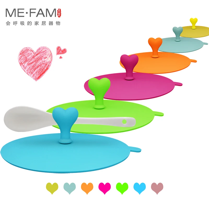 New Universal Soft Silicone Love Heart Can Clip Spoon Cup Lid Seal Dustproof Fresh Beautiful Mug Cover Coffee Tea Juice Copa Cap